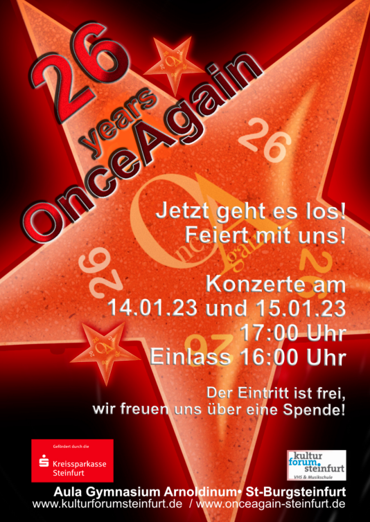 26 years OnceAgain - Konzerte am 14. und 15. Januar 2023
